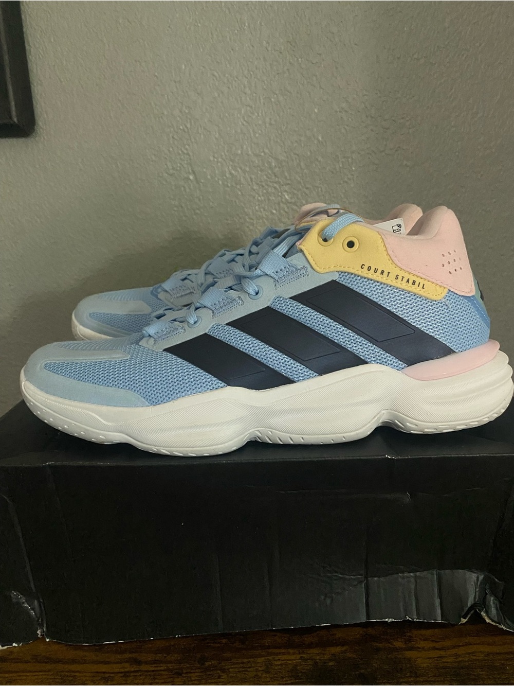 adidas Light Blue Navy Pink & Yellow Court-Style Sneakers